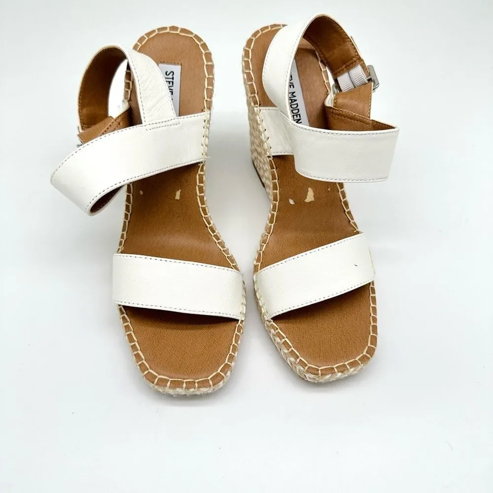 Steve Madden White and Brown Wedges with Minimalist Design